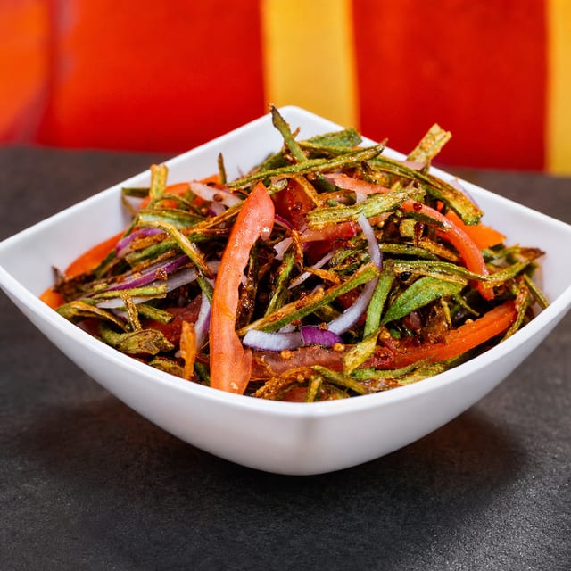 Crispy Okra Salad (V, GF).